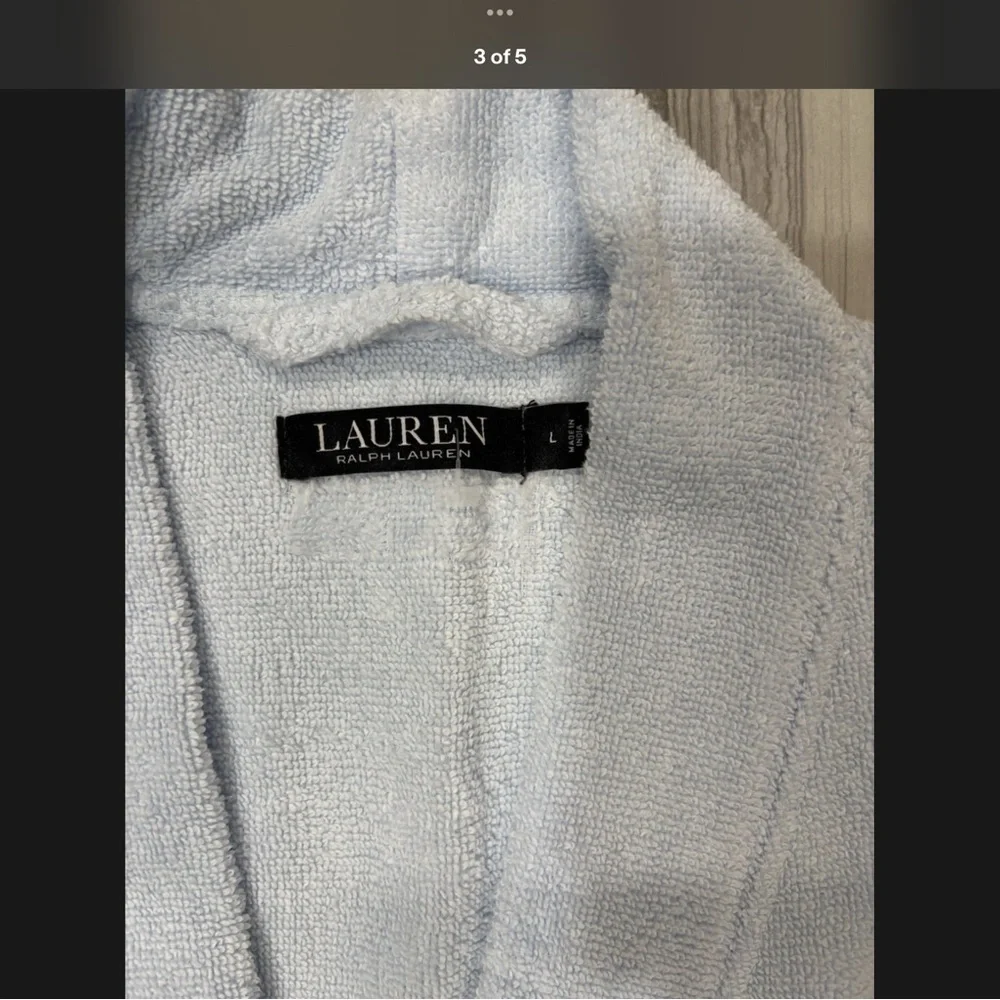 Ralph Lauren Soft Blue Terry Cloth Robe Bathrobe - Picture 3 of 5